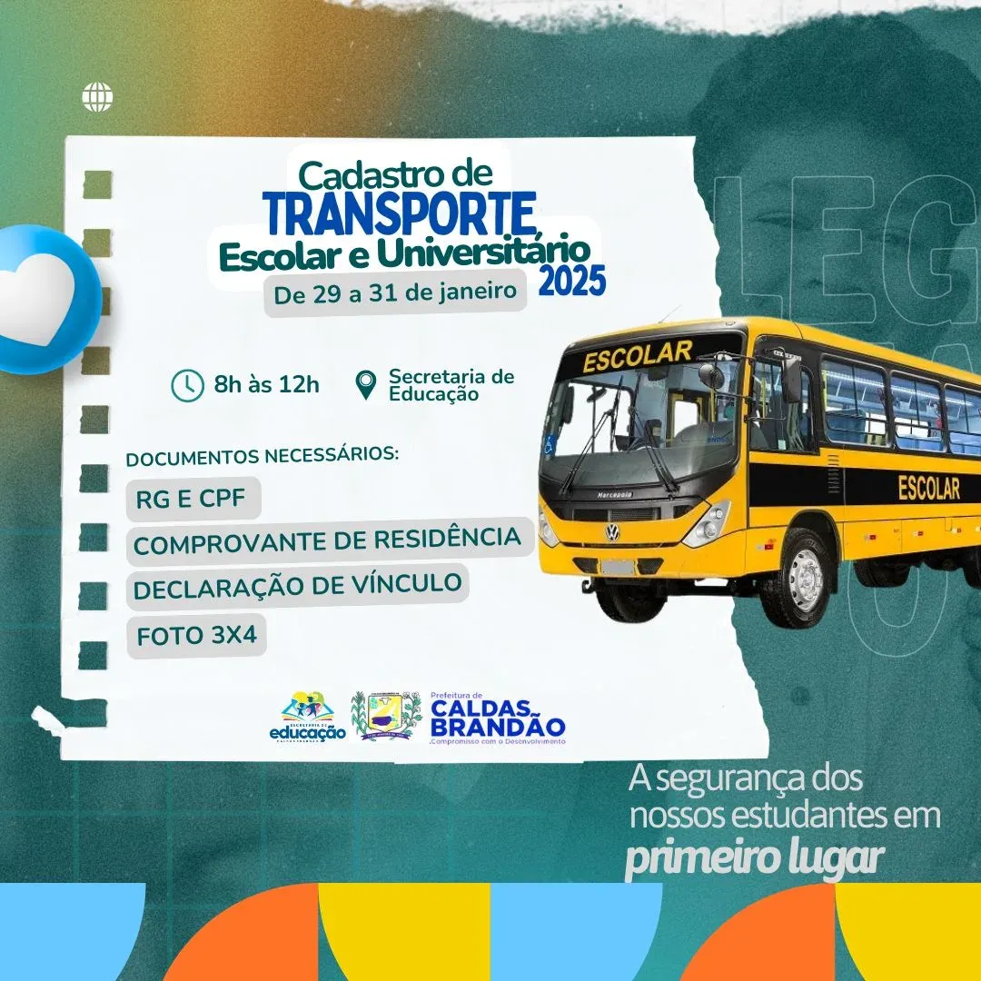 SECRETARIA DE EDUCAÇÃO CONVOCA ESTUDANTES PARA CADASTRO NO TRANSPORTE ESCOLAR E UNIVERSITÁRIO DAS ROTAS JOÃO PESSOA E ITABAIANA