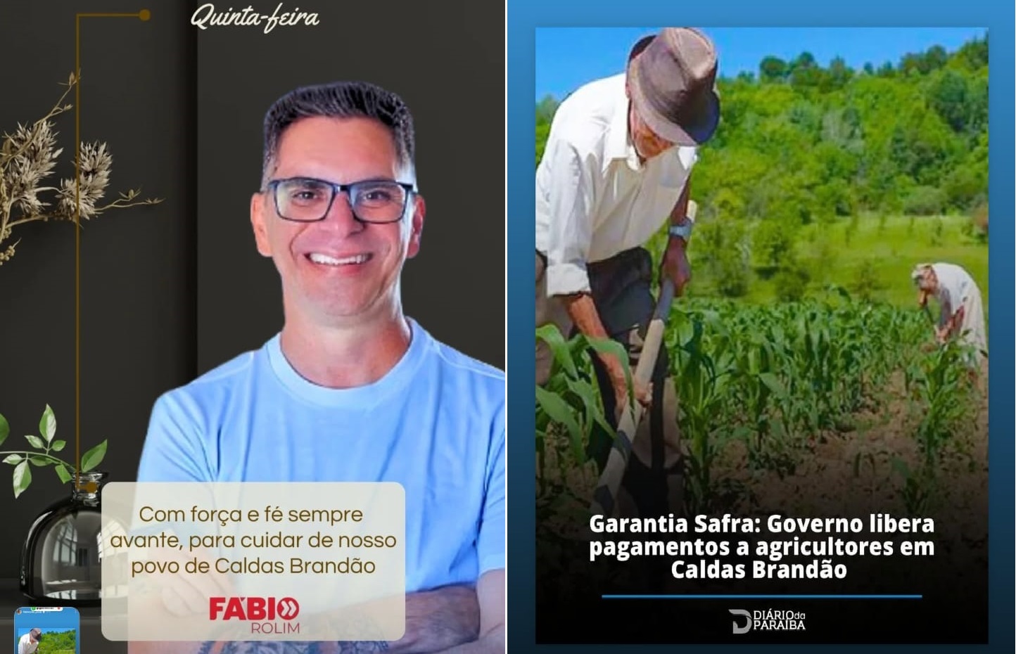 PAGAMENTO DO GARANTIA SAFRA É LIBERADO PARA AGRICULTORES DE CALDAS BRANDÃO