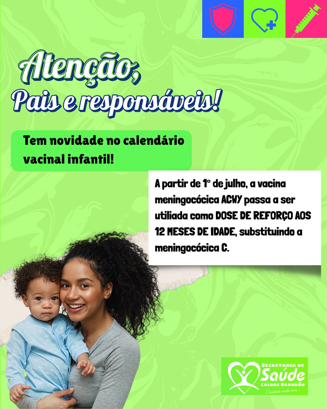 VACINAÇÃO INFANTIL É ATUALIZADA EM CALDAS BRANDÃO COM NOVA DOSE DE REFORÇO CONTRA MENINGITE