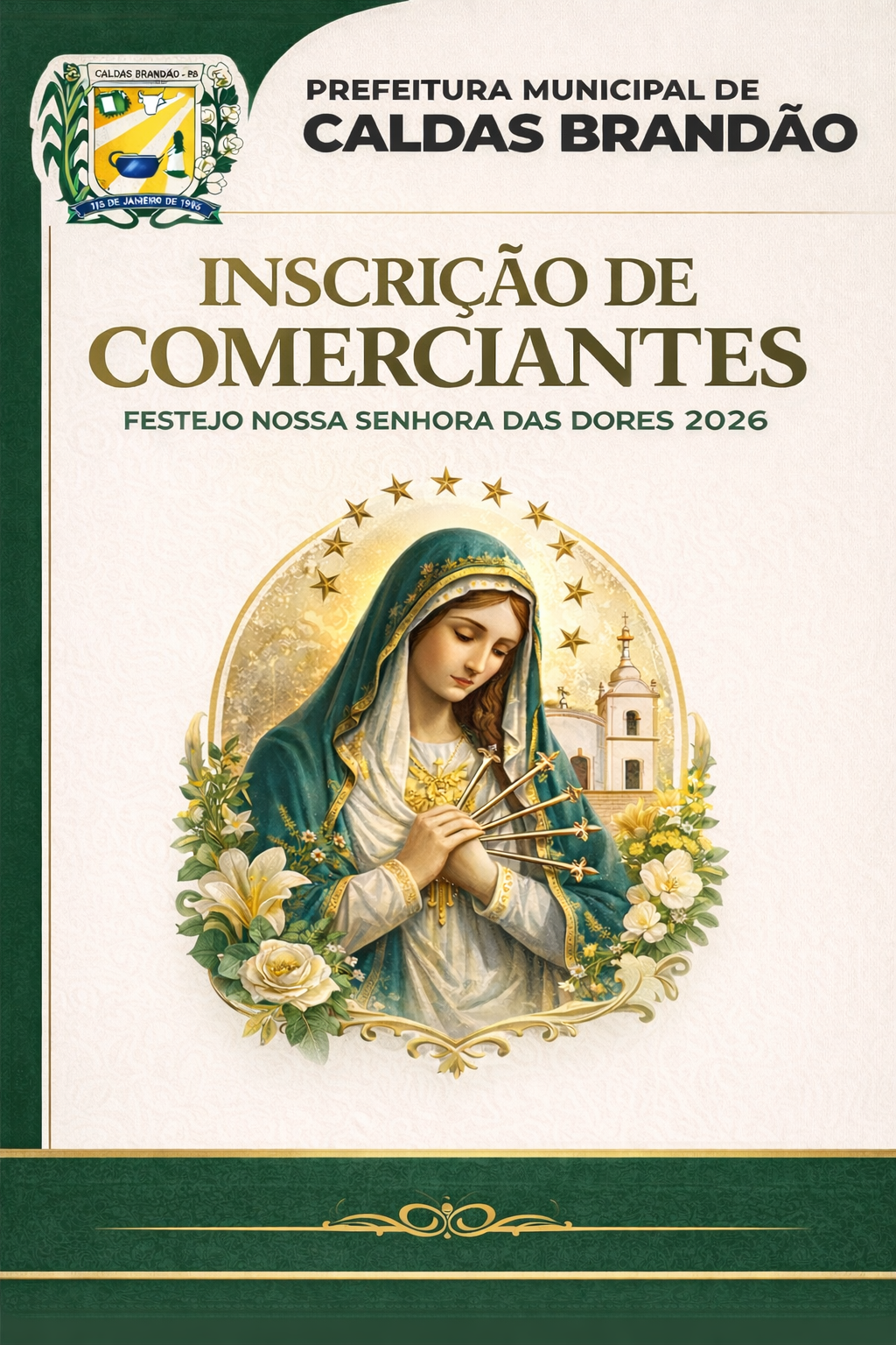 Inscrição de comerciantes que desejam participar no Festejo Nossa Senhora das Dores 2026