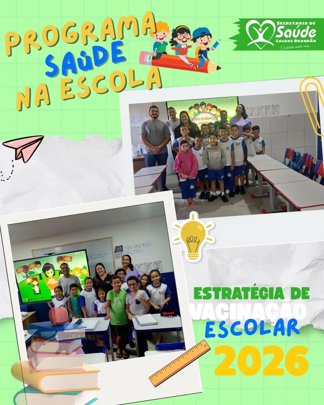 PREFEITURA DE CALDAS BRANDÃO PROMOVE AÇÃO DO PROGRAMA SAÚDE NA ESCOLA COM FOCO EM EDUCAÇÃO E QUALIDADE DE VIDA