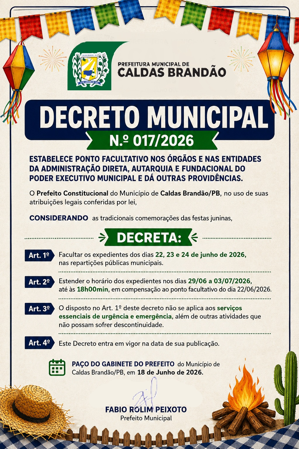 Decreto 017 - Festejos Juninos